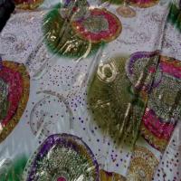 1 60m de satin lycra imprime ton blanc casse imprime