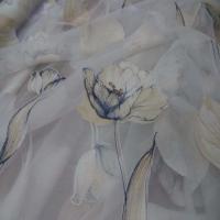 6 5m de voile imprime fleurs ton mastic indigo0