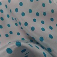 Achat tissu crepe de soie blanc a pois bleu en 1 27m de large