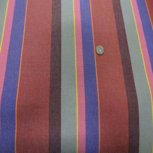Tissu bache d' extérieur a rayures rouge taupe violet jaune orange
