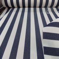 Vente de tissu Bâche raye blanc bleu fonce 4 saisons en Teflon