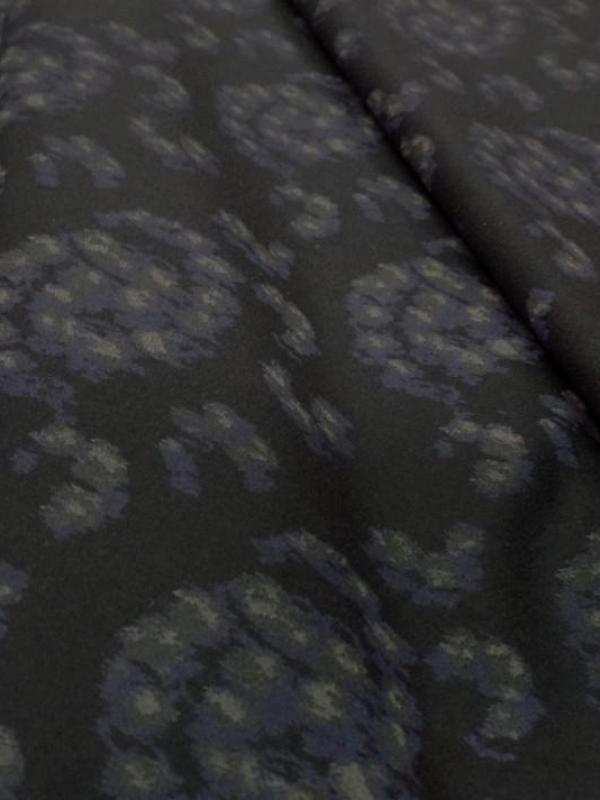 Beau lainage épais noir imprime gris bleu