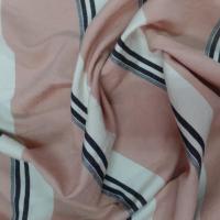 Beau lin rose saumon a rayures blanche et noire2