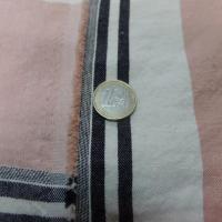 tissu lin rose saumon a rayures blanche et noire