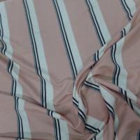 Beau lin rose saumon a rayures blanche et noire
