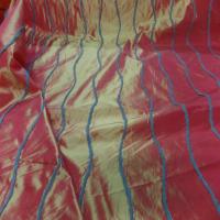 Beau taffetas changeant rouge jaune a bandes en laine6