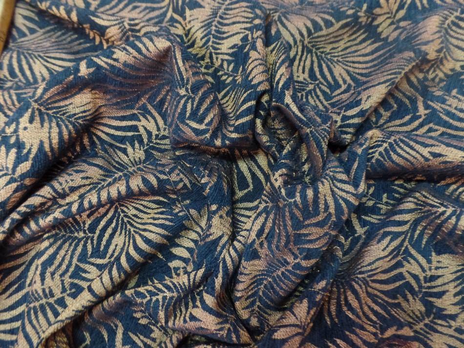 tissu velours chenille noir façonné ton doré