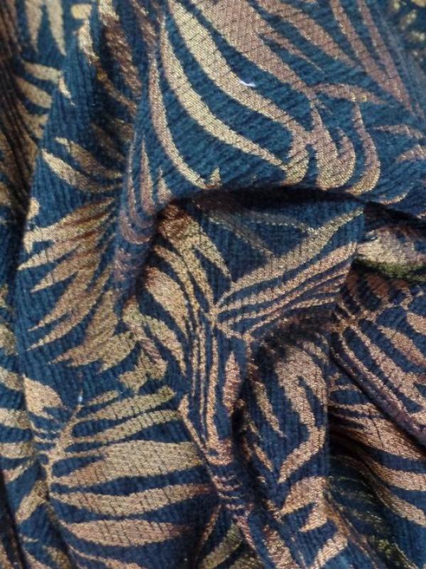 Beau velours chenille noir faconne ton dore