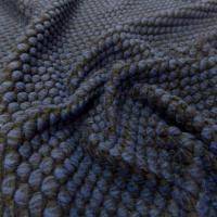 tissu haute couture maille de laine façonnée ton bleu et noir
