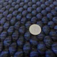 tissu maille de laine façonnée ton bleu et noir