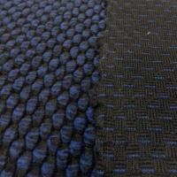 tissu maille de laine façonnée ton bleu et noir