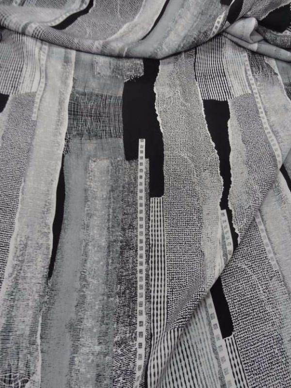 Belle microfibre imprime gris blanc noir