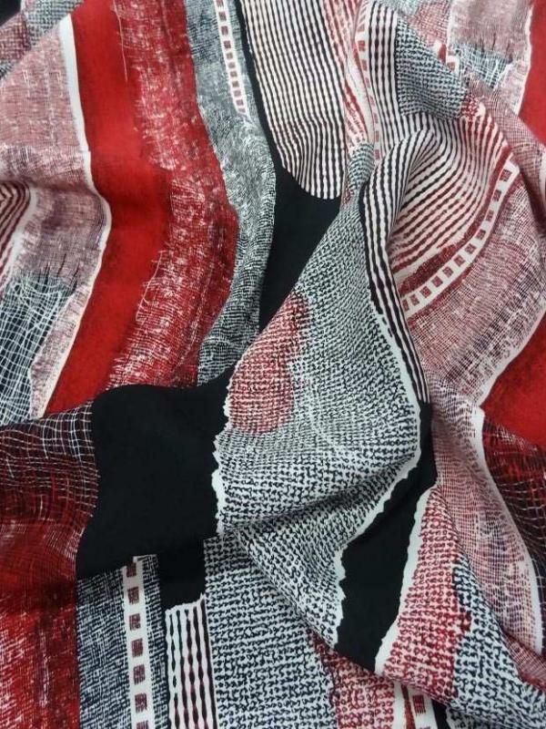 Belle microfibre imprime rouge blanc noir