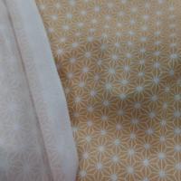 Coton 100 cretonne imprime geometrique jaune safran et blanc en 1 45m de l