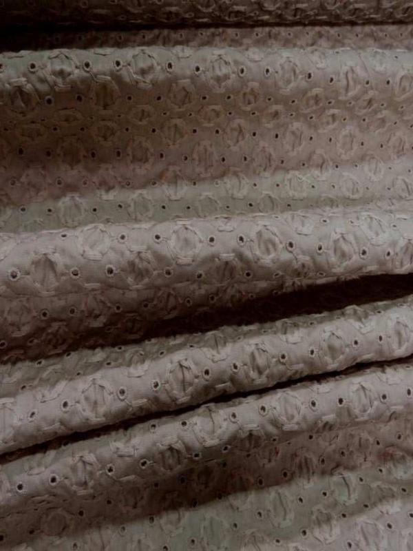 Coton beige faconne brode