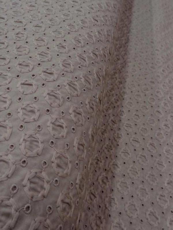 Coton beige faconne brode