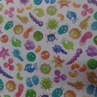 Coton bio blanc imprime enfant motifs virus