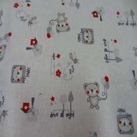 Coton blanc imprime enfant ton beige gris rouge
