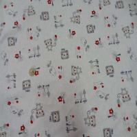 Coton blanc imprime enfant ton beige gris rouge3