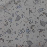 Coton blanc imprime enfant ton bleu et gris