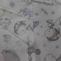 Coton blanc imprime enfant ton bleu et gris