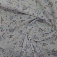 Coton blanc imprime enfant ton bleu et gris