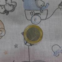 Coton blanc imprime enfant ton bleu et gris