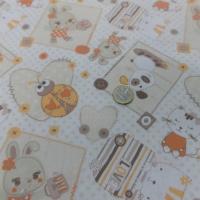 Coton blanc imprime enfant ton orange motifs coccinelle chat chien3