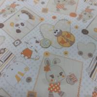 Coton blanc imprime enfant ton orange motifs coccinelle chat chien5