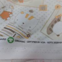 Coton blanc imprime enfant ton orange motifs coccinelle chat chien8