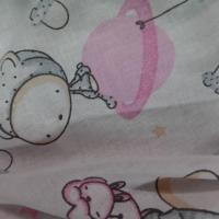 Coton blanc imprime enfant ton rose et gris
