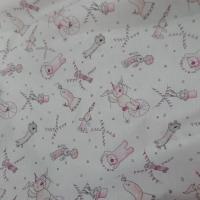 Coton blanc imprime enfant ton rose gris