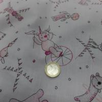Coton blanc imprime enfant ton rose gris1