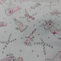 Coton blanc imprime enfant ton rose gris