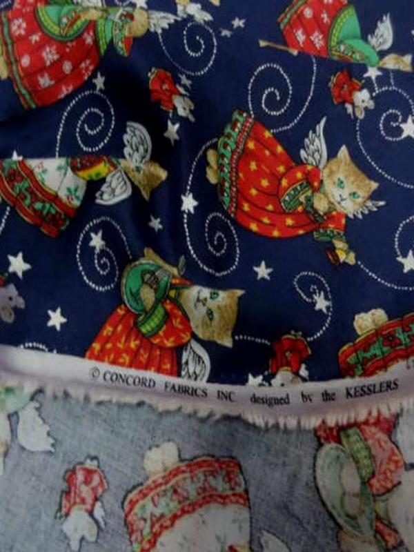 Coton bleu marine imprime chat en 1 10m de large