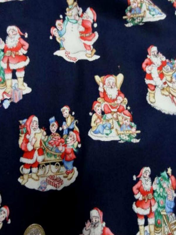 Coton bleu marine imprime noel