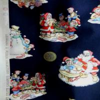 Coton bleu marine imprime noel0