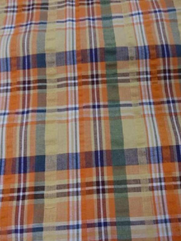 Coton extensible imprime rayure jaune vert orange9