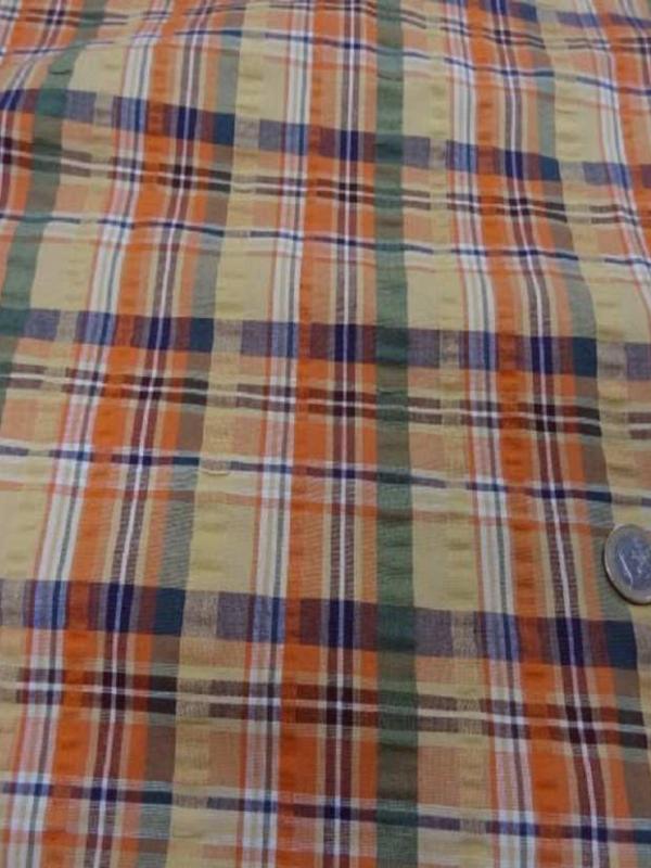 Coton extensible imprime rayure jaune vert orange9