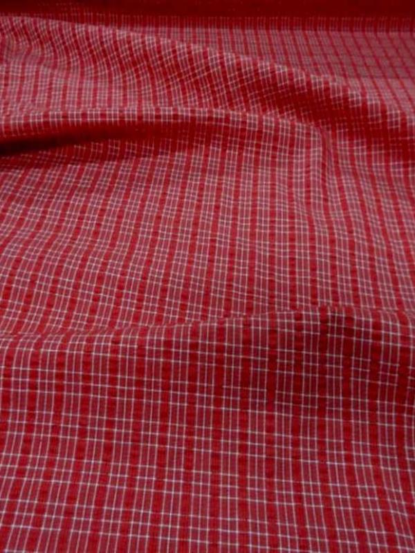 Coton extensible imprime rayure rouge blanc