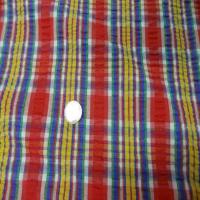 Coton extensible imprime rayure rouge jaune vert bleu