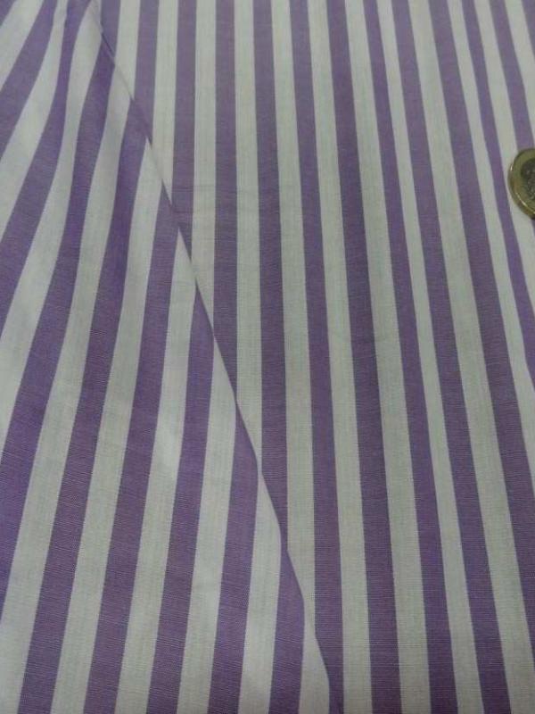 Coton fin a rayures blanc mauve lavande