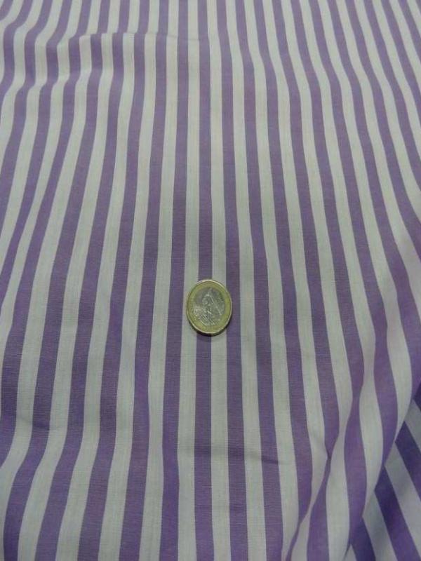 Coton fin a rayures blanc mauve lavande