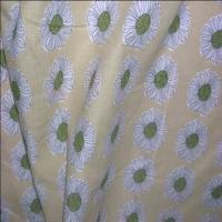 Coton fin beige imprime fleurs ton kaki4