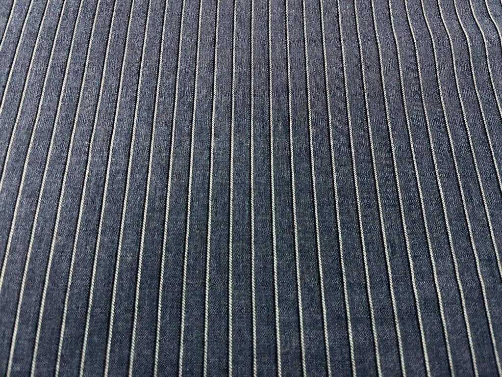 Coton fin bleu a rayures brode noir blanc0