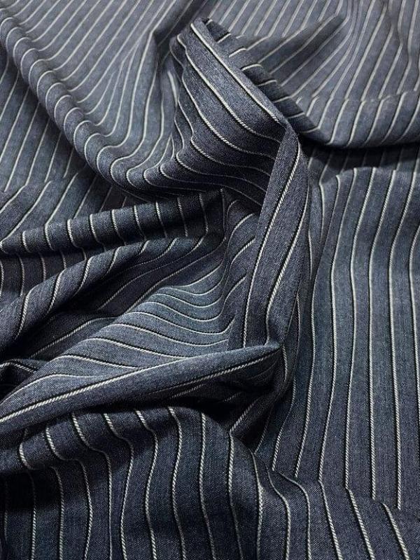 Coton fin bleu a rayures brode noir blanc4