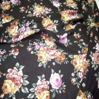 Coton fin imprime fleurs ton marron