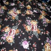 Coton fin imprime fleurs ton marron0