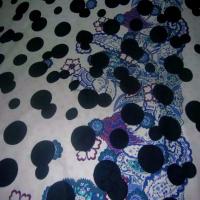 Coton fin imprime ton bleu et blanc