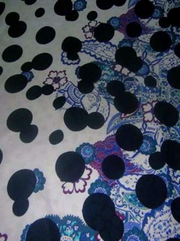 Coton fin imprime ton bleu et blanc